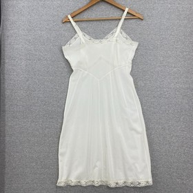 Vintage Evette Slip Womens 34 Cream Lace Edging Run Proof Nightgown Cottagecore