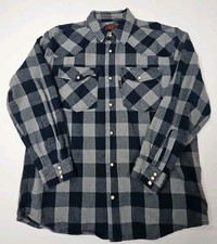 FIVE BROTHER Western Flannel Pearl Snaps Heavyweight Plaid Shirt Men  s LRG-REG