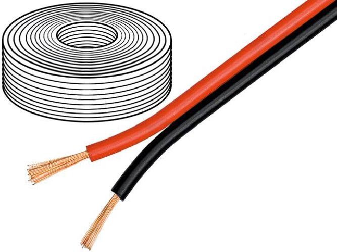 Câble haut-parleur OFC cuivre pur 2x1.5mm² noir rouge 25m pour son haute fidélité