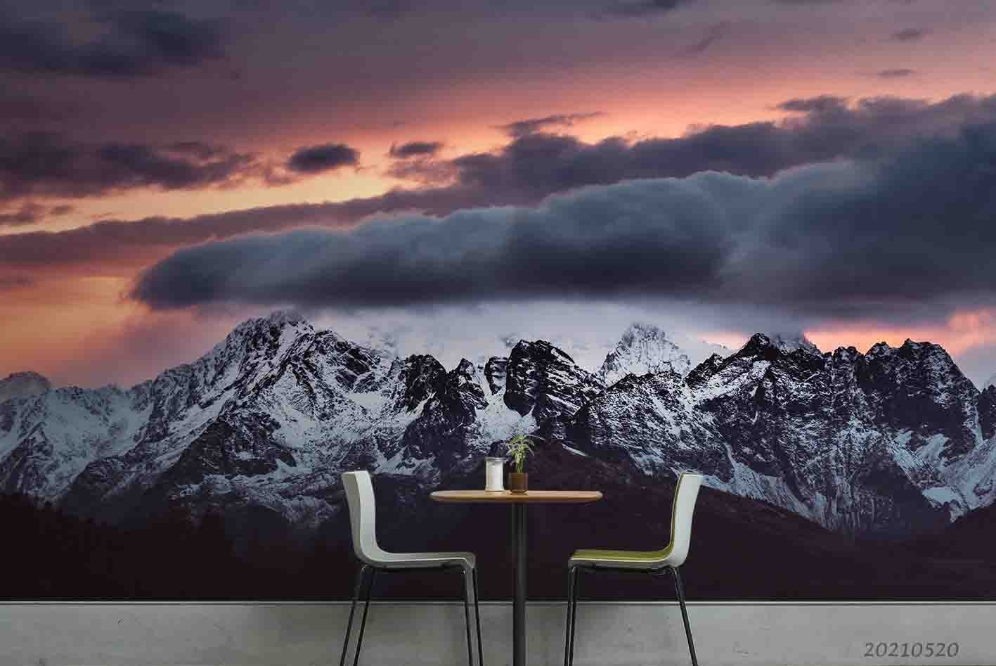 3D Sky Snow Mountain Landscape Wall Murals Wallpaper Murals Wall Sticker 3