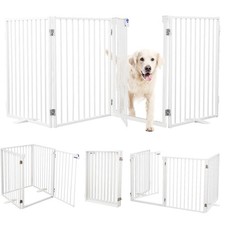 Metal Freestanding Dog Gates with Door,Extra Wide 24", 32" Height Foldable Do...