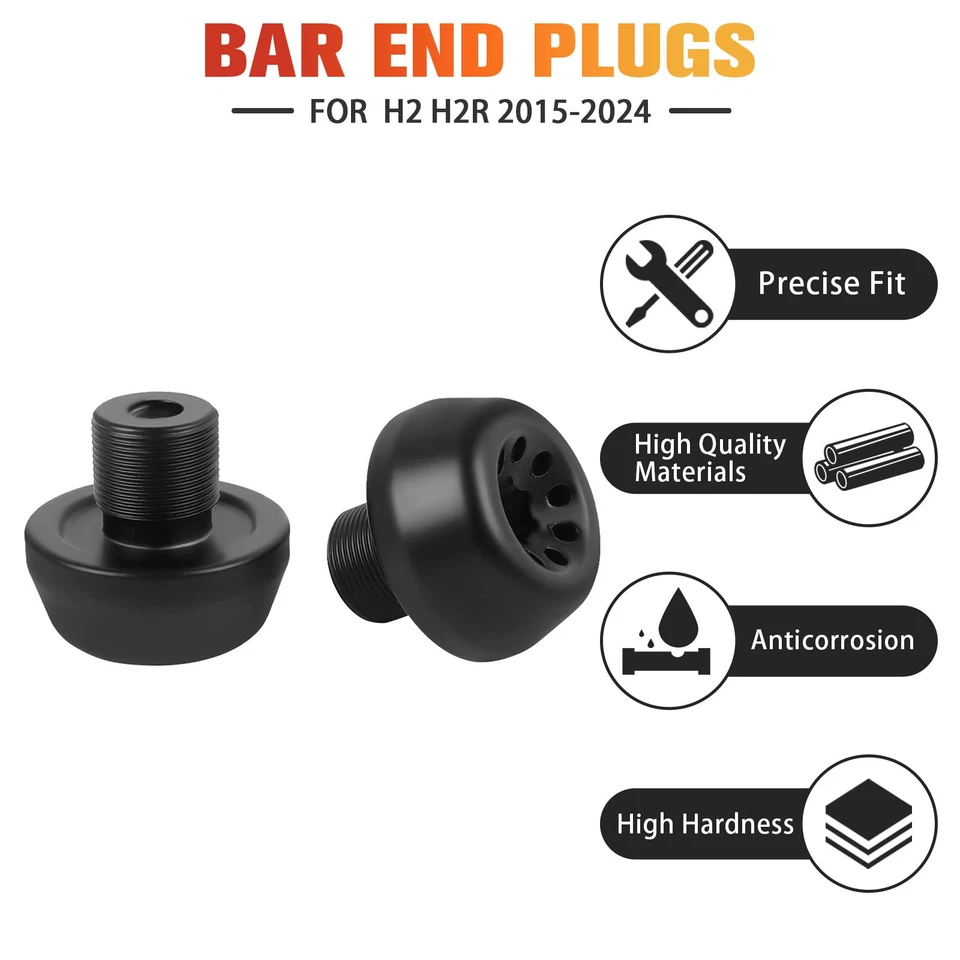 For Kawasaki Ninja H2 H2R 2015-2024 Handlebar Grips Bar End Cap Plugs Slider Foto 3 de 4