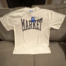 MARKET Smiley Graphic Print Logo Beige T-Shirt XL Cotton Jersey