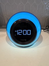 iHome iBT29 Bluetooth Portable Speaker Alarm Clock FM Radio Purple w/ Adapter