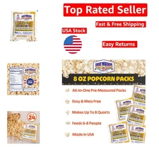 24-Pack of 8oz Gourmet Popcorn Machine Kernels, Oil & Salt - Movie Theater Style