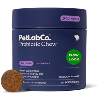 Delicious Salmon Probiotics for Dogs - 30 Chews for Digestive & Allergy Wellness