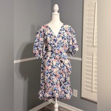Nasty Gal Women's Floral Print Belted Wrap Mini Dress Size 20 Easter NWT