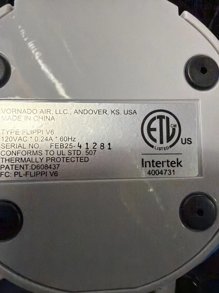 Ventilador Circulador de Aire Personal Vornado Flippi V6 Azul Funciona con Caja Manual Probado Foto 3 de 3