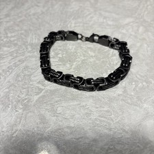 8mm Byzantine Bracelet Stainless Steel Grey Vintage Link Wristband By Chisel
