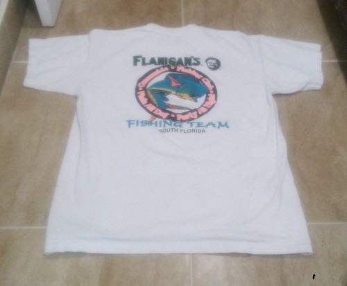Vintage 90s Men's Flanigan's Big Daddys Shirt Fishing Team Florida White Sz XL