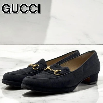 Mocassins GUCCI chaussures Horse Bit EU 35,5 US 5,5 daim marine authentique - Photo 1/4