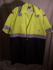 Red Kap Work Shirt - size M-SSL - yellow  gray w/reflective bands front  back