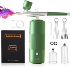 Airbrush Kit Dual Action with Compressor, 40PSI Cordless Airbrush Gun Set, Auto-