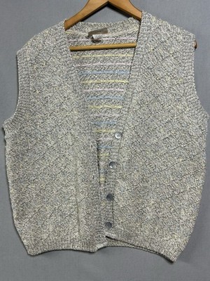 Vintage 1990s Northern Reflections Knit Cardigan Sweater Vest Size Large