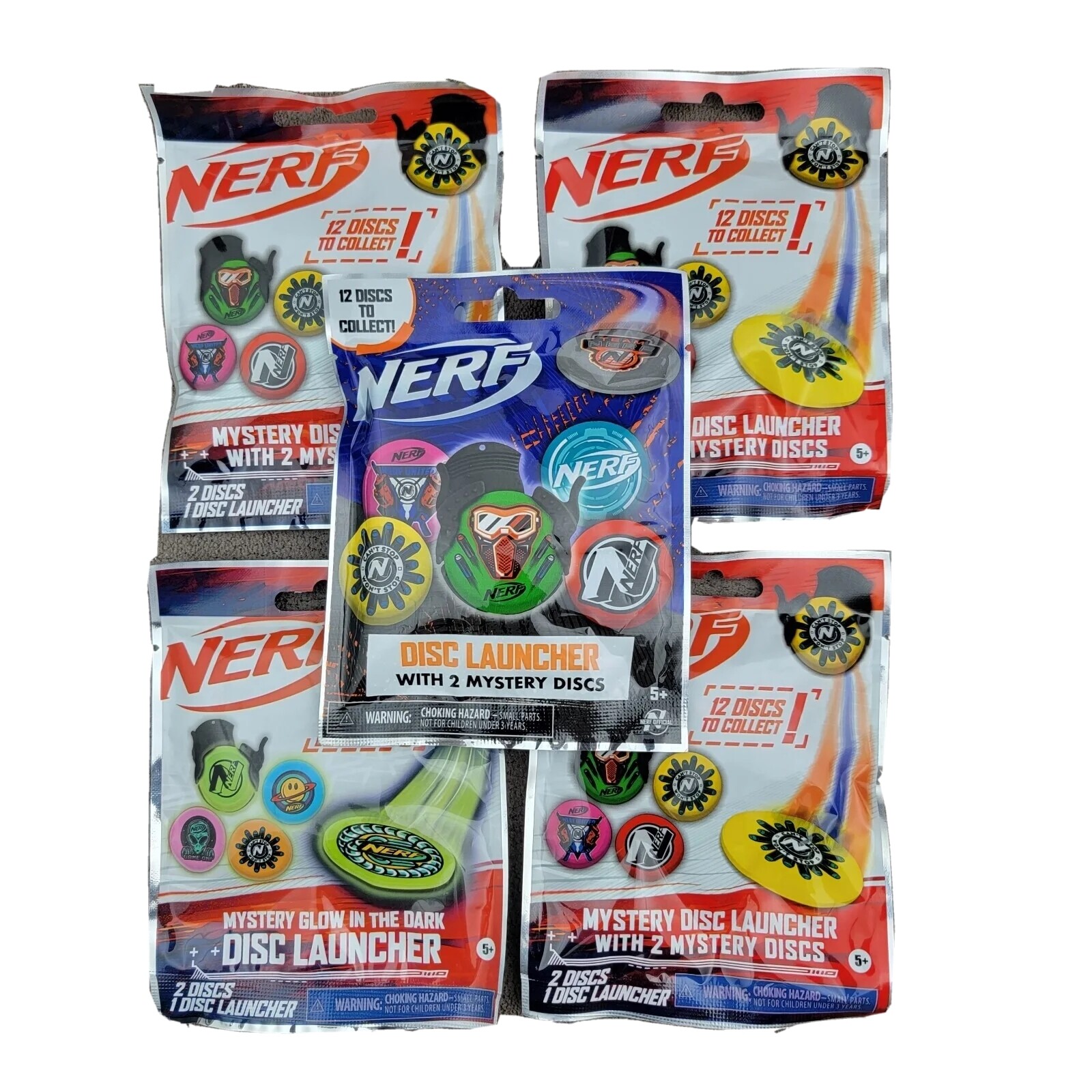 5 NERF Disc & Launcher Set Mystery Toy Prize Birthday Party 