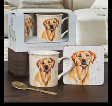 Leonardo Collection Golden Labrador Fine China Mug and Coaster Gift Set 