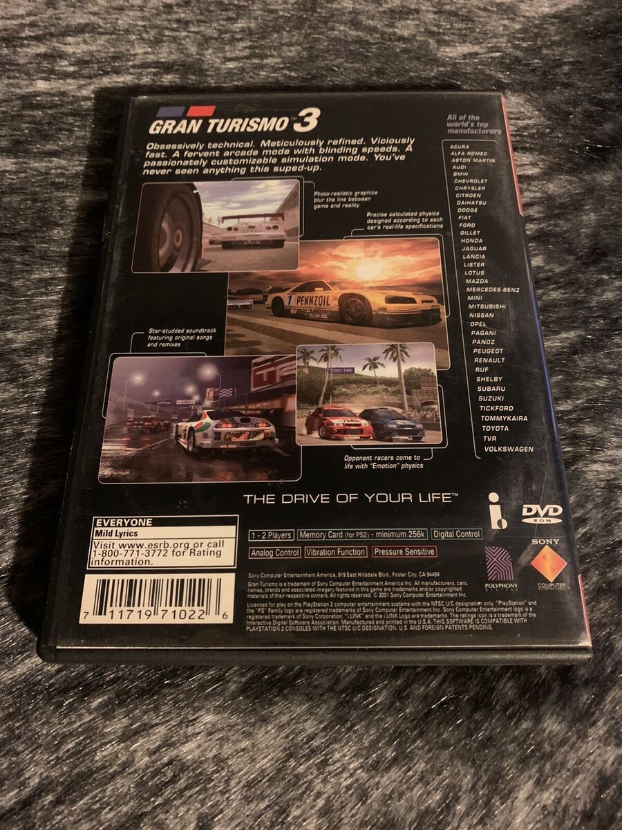 Gran Turismo 3 A-spec - PlayStation 2 PS2 w/ Manual & Reg. Card - Black  Label