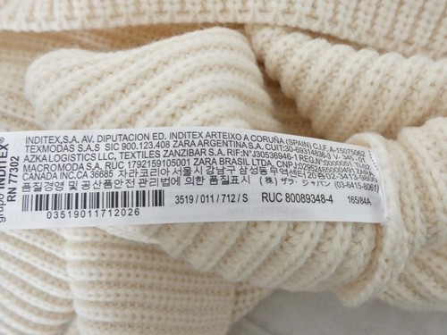 Zara Oversized Jumper Chunky Rib Knit Ivory Wool Blend Sweater Size S BNWT - Picture 12 of 13