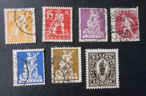 GERMANY,GERMANY,Old State 1920 BAYERN "Miscellaneous Subjects" 7 Values MH*/USED