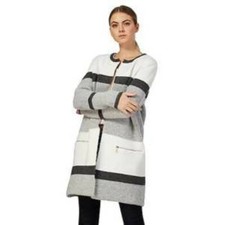 J By Jasper Conran For Women Grey Stripe Coatigan Size Uk 14 Rrp £69 Nh002 Ll 16