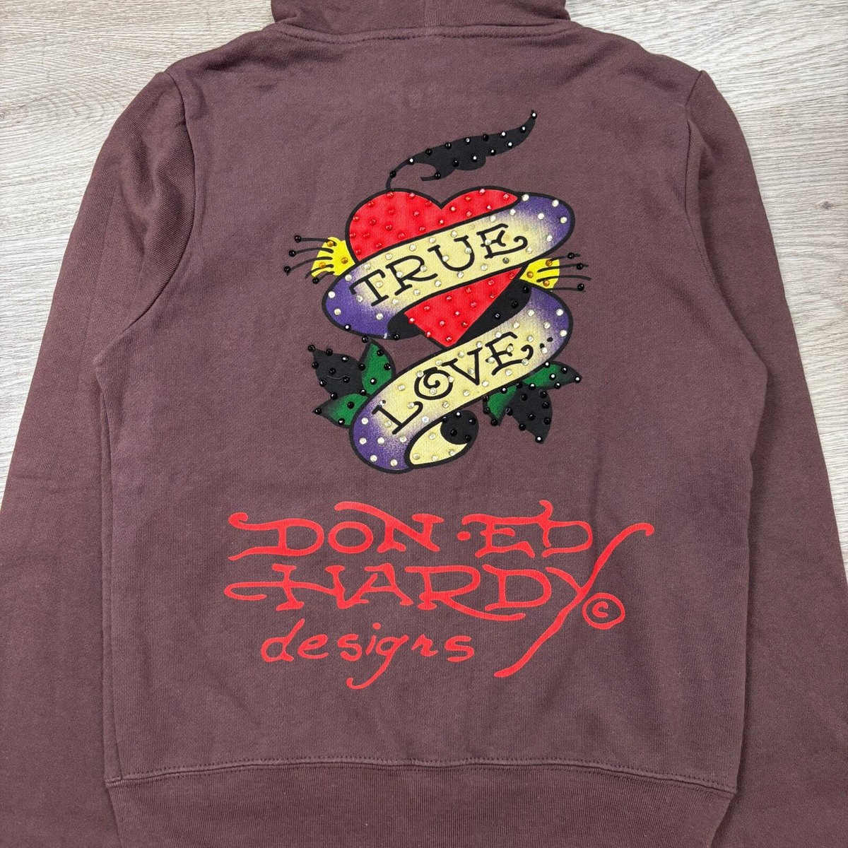 NWT Ed Hardy Christian Audigier True Love Studded Full Zip Hoodie
