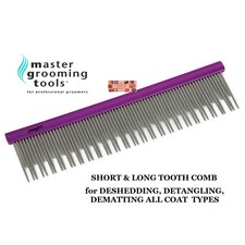 Master Grooming Tools SHORT LONG STAGGERED TEETH ALUMINUM STAINLESS STEEL COMB