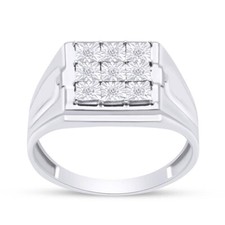 Mens 1/10ct Natural Diamond Engagement Wedding Band in 10K Solid White Gold