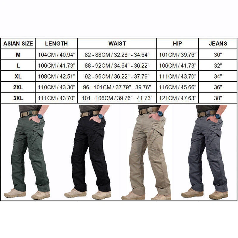 Tactical Mens Cargo Pants Waterproof Work Hiking Combat Outdoor Trousers Pants - Image 2 of 4