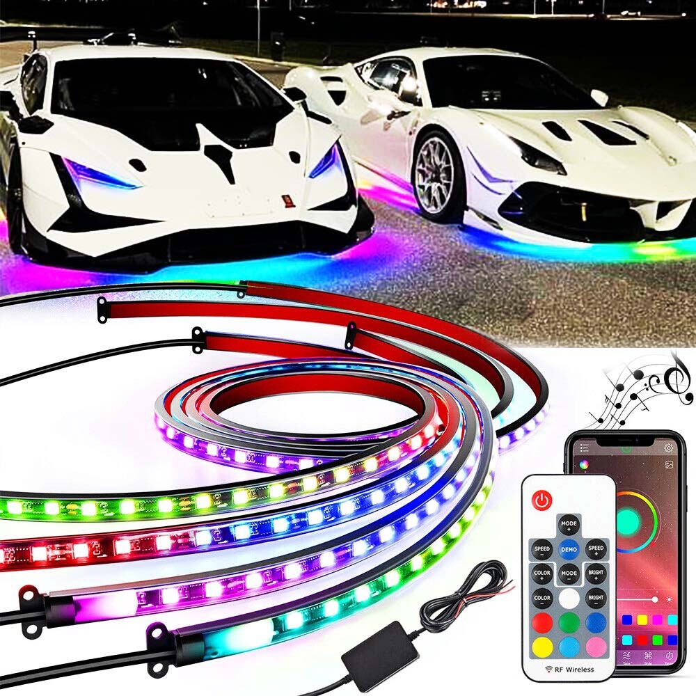 6pc RGB Multi-color LED Car Underglow Light Music Bluetooth APP For Lamborghini