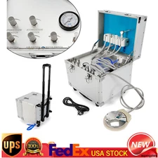 Dental Mobile Delivery Unit 4 Holes Portable Rolling Box Air Compressor Suction
