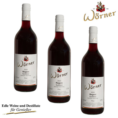 (10,93 /l) Regent Spätlese 3x0,75l Rotwein lieblich WEINGUT WÖRNER Wein Pfalz