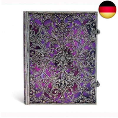 Paperblanks Silberfiligran Kollektion Aubergine - Notizbuch Groß Liniert - , 