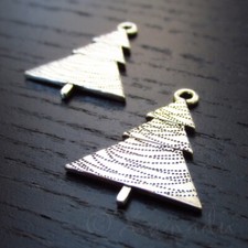 Christmas Tree Charms 28mm Antique Silver Plated Pendants C9635 - 5, 10 Or 20PCs
