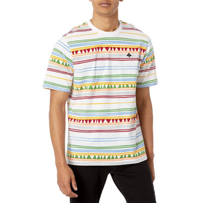 LRG Men's Spring 2021 Striped-Solid Knit Crew T-Shirt White-Multi X-Large