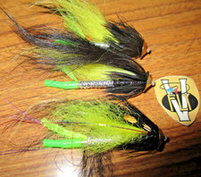 3 V Fly 1.5 Inch Alta Black & Yellow Turbo Disc Salmon Tube Flies & Trebles 