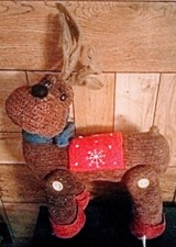 Large Vintage Reindeer Christmas Jointed Plushie Teddy Bear Very Rare