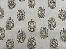 SEASPRUCE Linen Fabric Olive Green & Nutmeg Linen Curtain Blind Upholstery