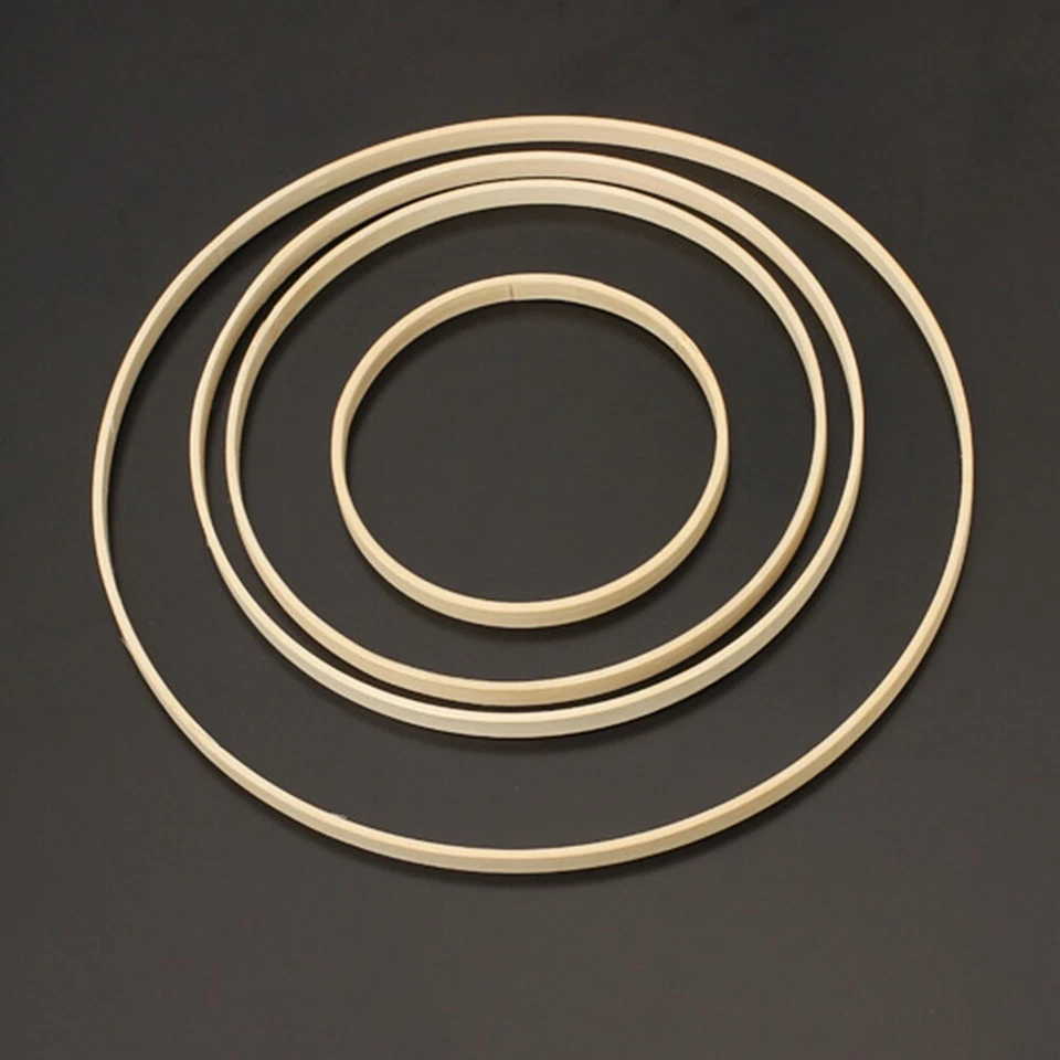 10Pcs Round Wooden Dream Catcher Ring Bamboo Hoop DIY Crafts Tools 10 - 40cm - Image 2 of 4