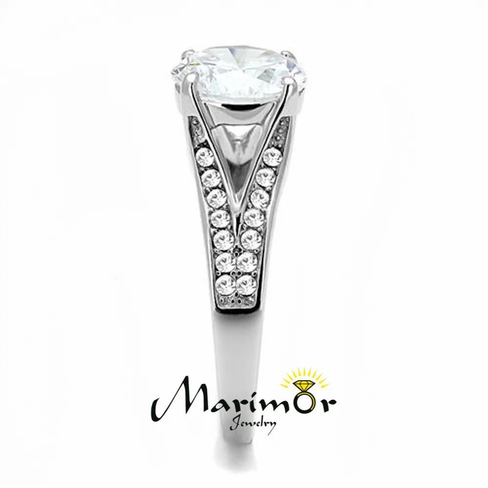 Women's 3.17 Ct Round Cut Zirconia Stainless Steel Engagement Ring Size 5-10 - Image 4 of 4