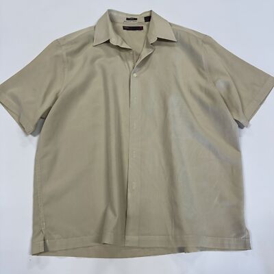 Perry Ellis America Sweden Shirt Men's XL Tan Polyester Short