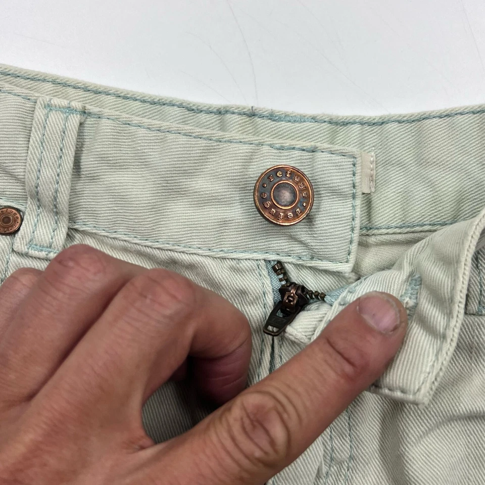 Pantalones Cortos Denim Refuge Para Mujer Encaje Dobladillo Talla 2 Verde 100% Algodón Deshilachado Informal Corto Foto 3 de 4