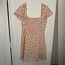 Show Me Your Mumu Red Floral Square Neck Fit Flare Mini Dress Womens Size Large