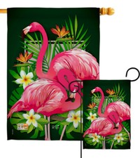Tropical Flamingo Garden Flag Bird Paradise Hawaiian Magnolia House Yard Banner