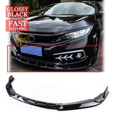 For Honda Civic Sedan 2019-2021 Glossy Black GT Style Front Bumper Lip Splitter