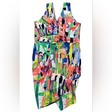BLUEBELL Bright Colorful Design Sleeveless V-Neck Artcore Dress Size 2XL
