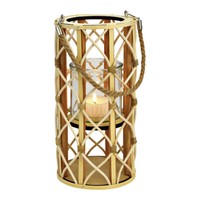 10039462 Laterne Aus Holz Mit Windlicht Aus Glas 15X29X15 Cm