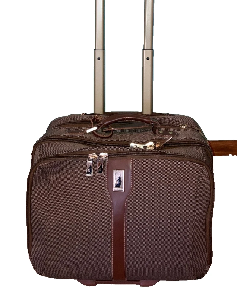 London Fog Brown 17 inch 2-Wheel Under The Seat Carry On Luggage Bag - Image 2 of 4