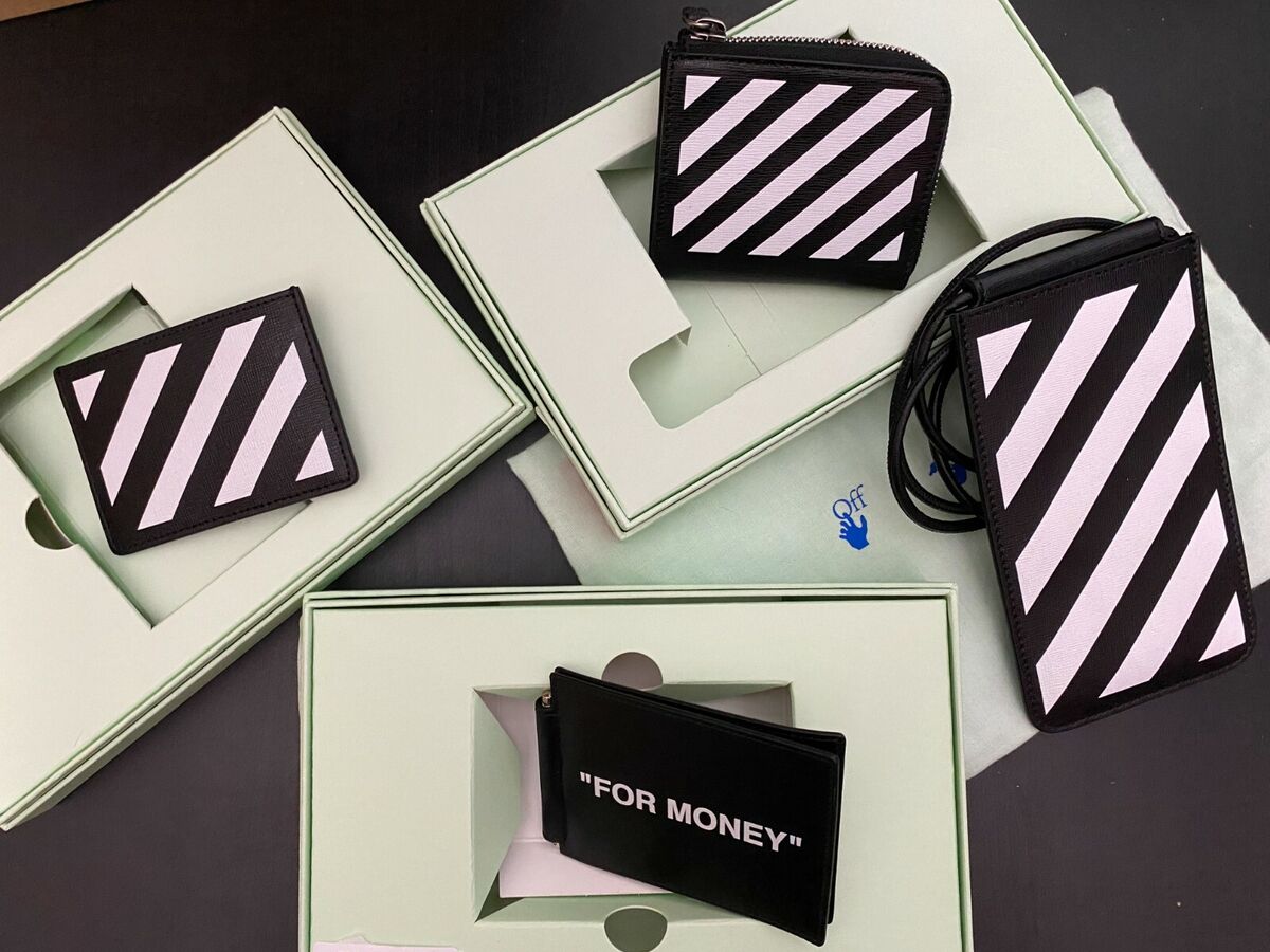 100% AUTHENTIC NEW OFF- WHITE Wallet Card Holder Neck Pouch Virgil Abloh