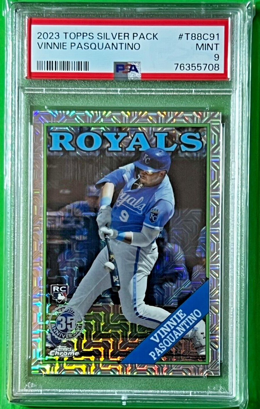2023 Topps VINNIE PASQUANTINO Silver Pack PSA 9 RC 35th Anniversary Royals