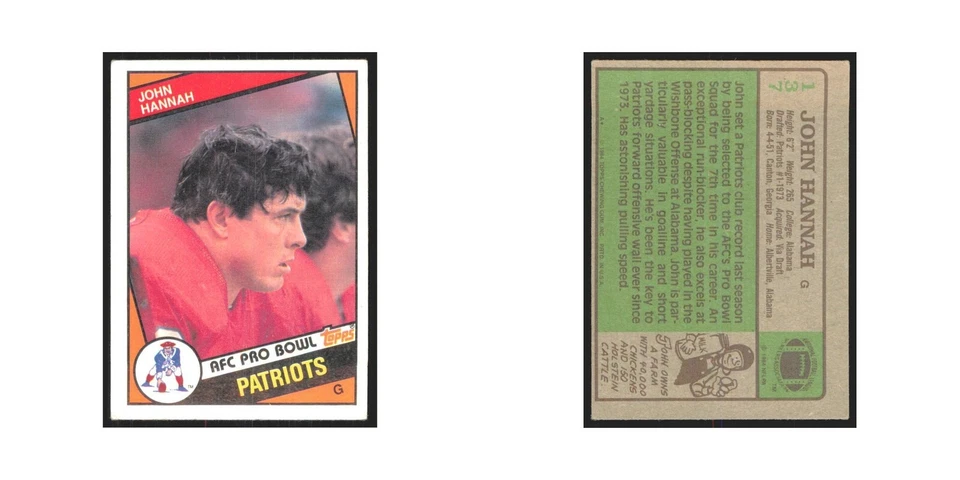 1984 Topps John Hannah Patriots #137 - Image 3 of 3